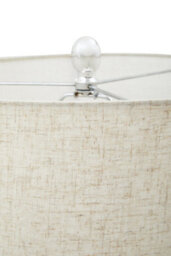 Orsina Silver And Ivory Table Lamp, Tall Ribbed Glass Column With Silver Metal Rings, Modern Table Light - thumbnail 4