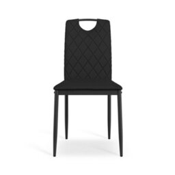 More4Homes Set Of 6 Monza Faux Leather Dining Chair Modern Padded Seat Metal Legs Kitchen (Black) - thumbnail 3