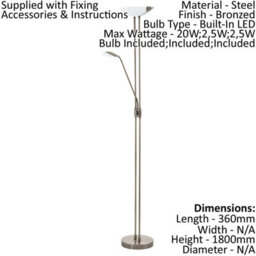 Elegant Led Floor Lamp With Bronzed Shade And White Satin Glass - thumbnail 2