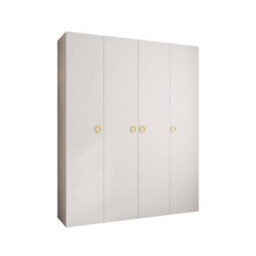 Arte Stylish White Como I Hinged Door Wardrobe H2460mm W2000mm D500mm, Four Doors, Sixteen Shelves, Two Hanging Rails, Gold Handles - thumbnail 1