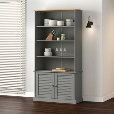 Berkfield Bookcase Vigo Grey 85X35X170 Cm Solid Wood Pine - image 1