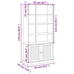 Berkfield Bookcase Vigo Grey 85X35X170 Cm Solid Wood Pine - thumbnail 9