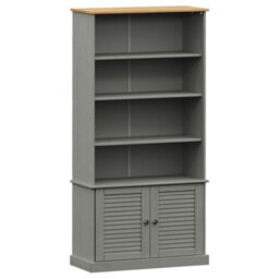 Berkfield Bookcase Vigo Grey 85X35X170 Cm Solid Wood Pine - thumbnail 2
