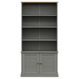 Berkfield Bookcase Vigo Grey 85X35X170 Cm Solid Wood Pine - thumbnail 4