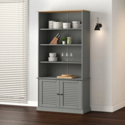 Berkfield Bookcase Vigo Grey 85X35X170 Cm Solid Wood Pine - thumbnail 1