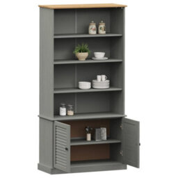 Berkfield Bookcase Vigo Grey 85X35X170 Cm Solid Wood Pine - thumbnail 3