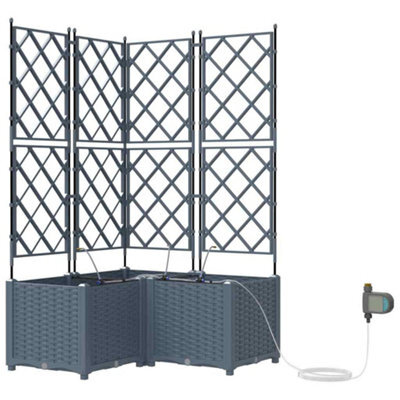 Berkfield Modern Garden Planters Light Grey 80 X 80 X 142 Cm Steel