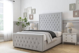 "Sloomy Monroe Silver Plush Bed Frame With 50"" Upholstered Headboard 6' Super King" - thumbnail 2