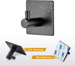 4 3M Adhesive Hooks, Wall-Mounted Bathroom Towel Rack, Kitchen Towel Hook, No-Drill Easel, Self, Black - thumbnail 2
