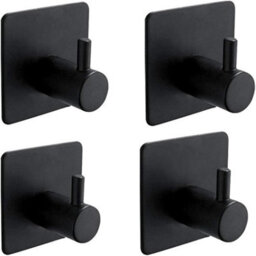 4 3M Adhesive Hooks, Wall-Mounted Bathroom Towel Rack, Kitchen Towel Hook, No-Drill Easel, Self, Black - thumbnail 1