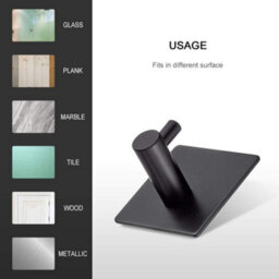 4 3M Adhesive Hooks, Wall-Mounted Bathroom Towel Rack, Kitchen Towel Hook, No-Drill Easel, Self, Black - thumbnail 4
