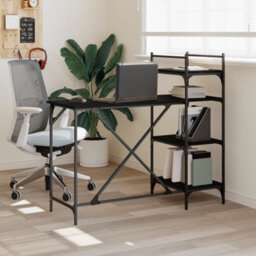 Berkfield Computer Desk With Shelves Black 120X47X109 Cm - thumbnail 1