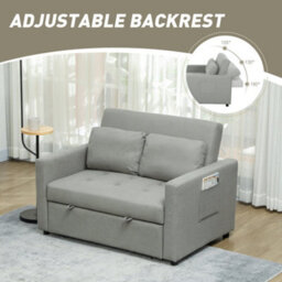 Wyld Haus Sedisa 2-Seater Convertible Sofa Bed Light Grey - Side Pockets And Cushions - thumbnail 5