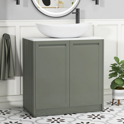 Royal Bathrooms Royal Bathroom Elmore 800mm Matt Green Freestanding Countertop Bathroom Vanity Unit 2 Door With Cesar Basin - image 1