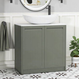 Royal Bathrooms Royal Bathroom Elmore 800mm Matt Green Freestanding Countertop Bathroom Vanity Unit 2 Door With Cesar Basin - thumbnail 1
