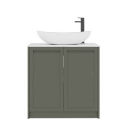 Royal Bathrooms Royal Bathroom Elmore 800mm Matt Green Freestanding Countertop Bathroom Vanity Unit 2 Door With Cesar Basin - thumbnail 7