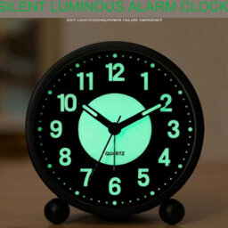 Silent Bedside Alarm Clock Non Ticking Glow-In-The-Dark Bedroom Clock New - thumbnail 3