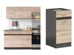 Impact Furniture Kitchen Drawer Cabinet 400mm Unit Freestanding Base Cupboard 3 Drawer Storage Light Oak Junona - thumbnail 1