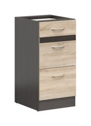 Impact Furniture Kitchen Drawer Cabinet 400mm Unit Freestanding Base Cupboard 3 Drawer Storage Light Oak Junona - thumbnail 5