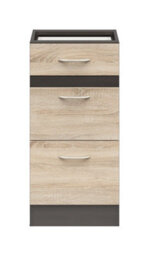 Impact Furniture Kitchen Drawer Cabinet 400mm Unit Freestanding Base Cupboard 3 Drawer Storage Light Oak Junona - thumbnail 6