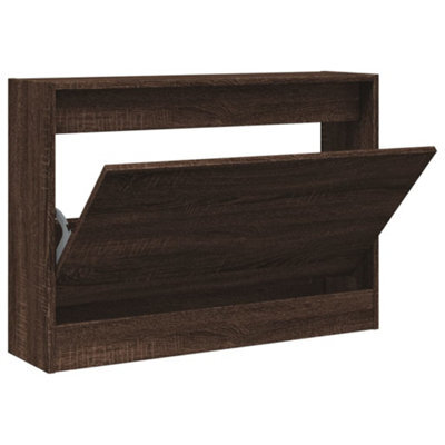 Berkfield Durable Shoe Cabinet Brown Oak 80X21X57 Cm Engineered Wood