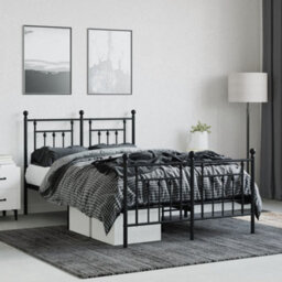 Berkfield Metal Bed Frame With Headboard And Footboard Black 135X190 Cm - thumbnail 3