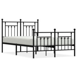 Berkfield Metal Bed Frame With Headboard And Footboard Black 135X190 Cm - thumbnail 2