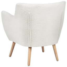 Wyld And Coco Novahome White Boucle Armchair Button-Tufted Back Rubberwood Legs - Retro Tub Chair - thumbnail 6