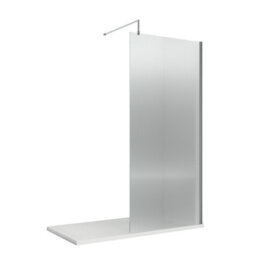 Hudson Reed Fluted Wetroom Screen, Art Deco Design, Polished Chrome Finish, Luxury Privacy, 1950 X 900 X 1000