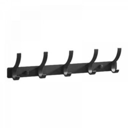 2 Pack Wall-Mounted Coat Rack, With 5 Hooks, Stainless Steel (Black) - thumbnail 2