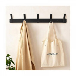 2 Pack Wall-Mounted Coat Rack, With 5 Hooks, Stainless Steel (Black) - thumbnail 5