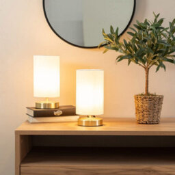 Valuelights Francis Gold Touch Table Lamp With White Shade And Bulb - thumbnail 2