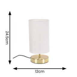 Valuelights Francis Gold Touch Table Lamp With White Shade And Bulb - thumbnail 5