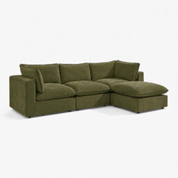 Furniturebox Uk Echo Green Linen-Look Fabric 3 Seater Modular Chaise Sofa - thumbnail 6