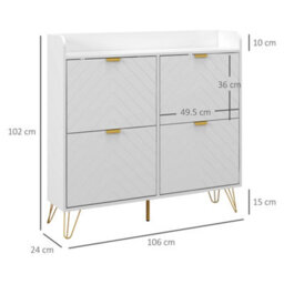 Homcom Narrow Shoe Storage Cabinet With 4 Flip Drawers For 16 Pairs Of Shoes - thumbnail 3