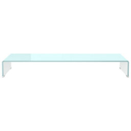 Berkfield Modern Tv Stand/monitor Riser Glass White 100X30X13 Cm - thumbnail 3