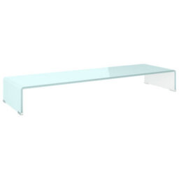 Berkfield Modern Tv Stand/monitor Riser Glass White 100X30X13 Cm