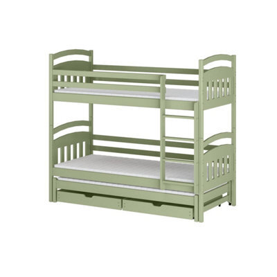 Arte Olive Alan Bunk Bed With Trundle & Storage W198Cm - Modern Triple Sleeper With Foam/bonnell Mattresses - image 1