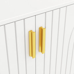 Matteo White Sideboard Cabinet With Wave Design, Golden Handles, 4 Doors & 2 Drawers (152X40X75Cm) - thumbnail 9