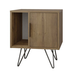 Decortie Glynn Modern Bedside Table Nightstand Metal Hairpin Legs 50Cm Storage Dark Oak Effect Bedroom - thumbnail 2