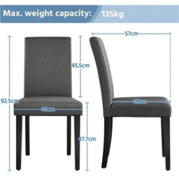 Dining Chairs 4Pcs Kitchen Chair Fabric Upholstered Chair For Dining Room Gray - thumbnail 2