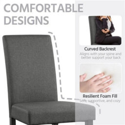 Dining Chairs 4Pcs Kitchen Chair Fabric Upholstered Chair For Dining Room Gray - thumbnail 5