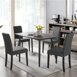 Dining Chairs 4Pcs Kitchen Chair Fabric Upholstered Chair For Dining Room Gray - thumbnail 6