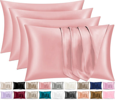 Lazzaro 4 Pack Satin Silk Pillowcases For Hair & Skin Soft Smooth With Envelope Closure - image 1