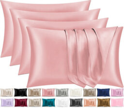 Lazzaro 4 Pack Satin Silk Pillowcases For Hair & Skin Soft Smooth With Envelope Closure - thumbnail 1