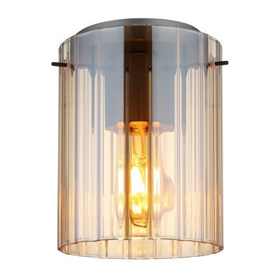 Luminosa Lighting Luminosa Tulivar Cylindrical Ceiling Light Grey Dark Amber Glass Shade 1X E27 - image 1