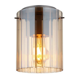 Luminosa Lighting Luminosa Tulivar Cylindrical Ceiling Light Grey Dark Amber Glass Shade 1X E27 - thumbnail 1