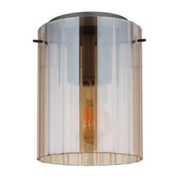 Luminosa Lighting Luminosa Tulivar Cylindrical Ceiling Light Grey Dark Amber Glass Shade 1X E27 - thumbnail 2