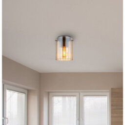 Luminosa Lighting Luminosa Tulivar Cylindrical Ceiling Light Grey Dark Amber Glass Shade 1X E27 - thumbnail 3