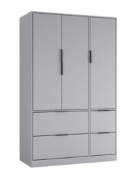Urbn-Living Urbnliving 3 Door Wardrobe With 4 Drawers Wooden Bedroom Storage Cupboard With Hanging Rail For Clothes - Grey Unit & Grey Doors - thumbnail 1